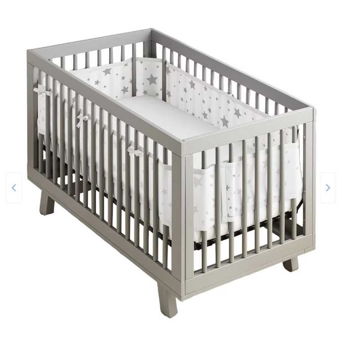 Set protectie patut bebe, GOGOU, captuseala din plasa respirabila, alb
