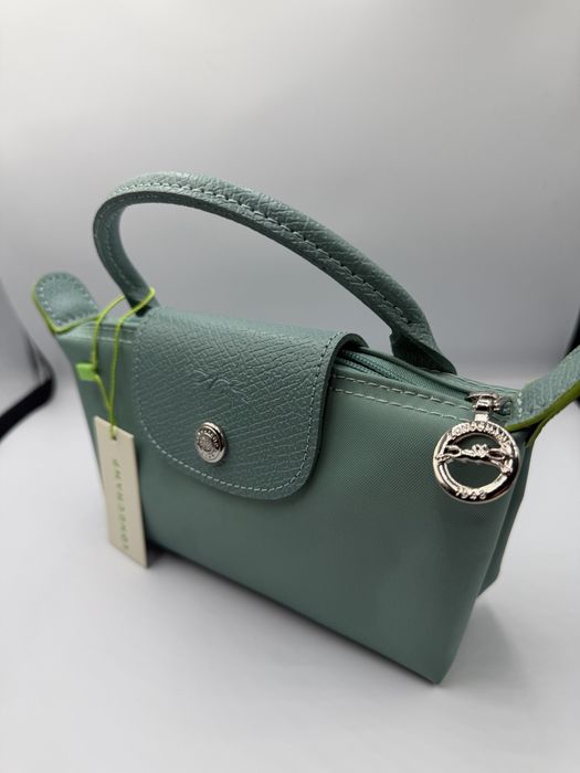 Longchamp Le Pliage Green Pouch with Handle Lagoon.