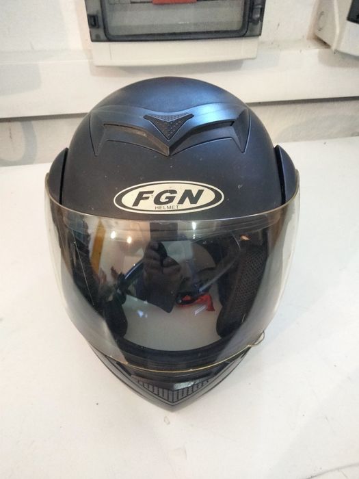 Cască moto FGN flip up, geacă moto, pantaloni piele