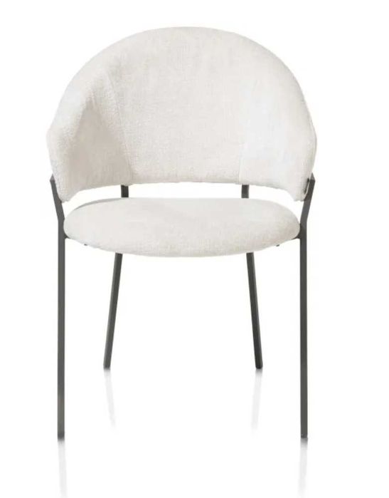 4х Дизайнерски Трапезен Стол Бежов (Кремав) цвят, черни метални крака