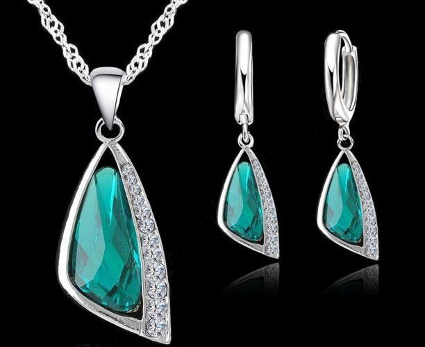 Сребърен комплект в тюркоазено синьо