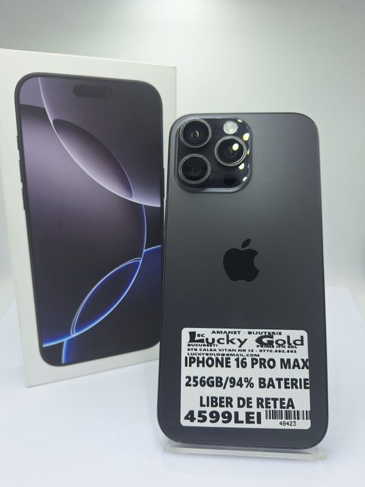 Iphone 16 Pro Max 256gb 94% bat Box liber de rețea #48423