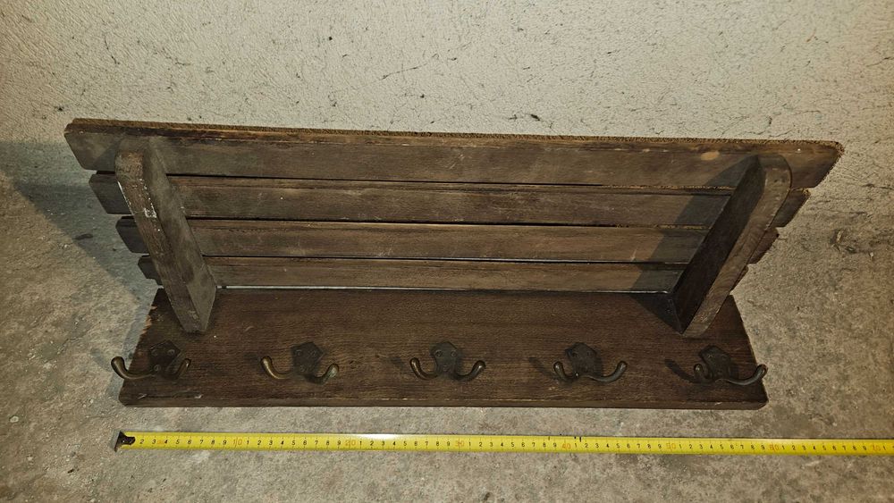 Комплект 2 бр. ретро дървени етажерки закачалки