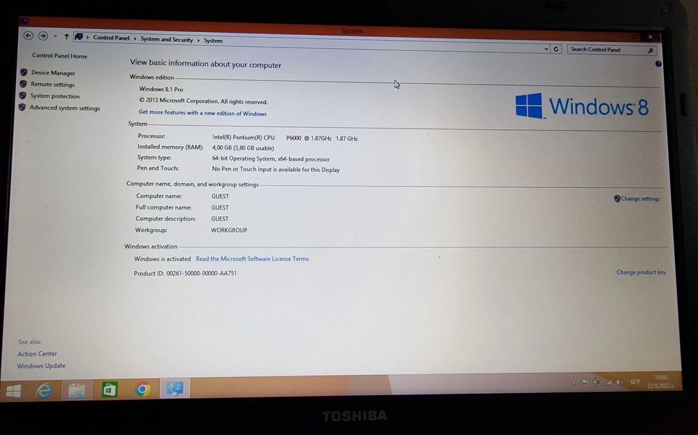 Лаптоп Toshiba Satellite C850