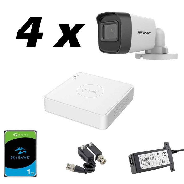 Sistem de Supraveghere Video 4 Camere 5Mp, Hikvision cu montaj.