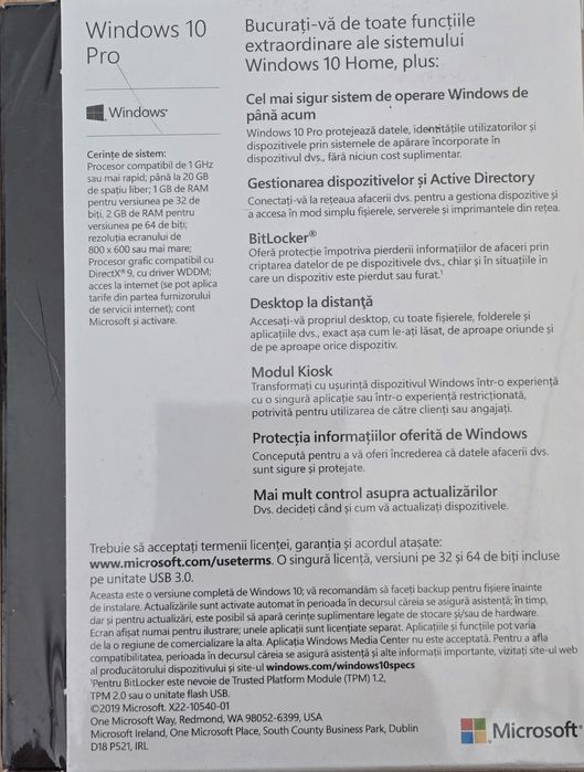 Windows 10 pro Original - Licență FPP cu timbru autentic
