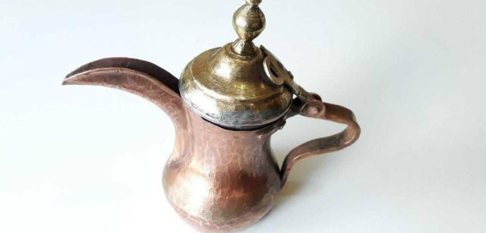 Cafetiera din cupru si alama Dallah Orientul Mijlociu,handmade