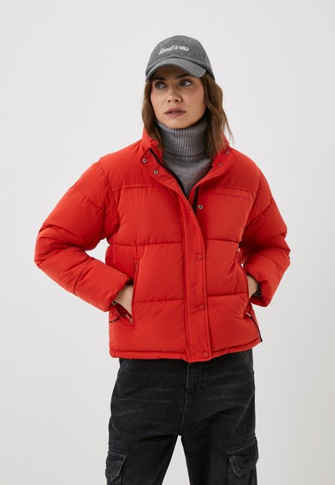 Оригинално дамско яке Replay XS S ново зимно червено пухено