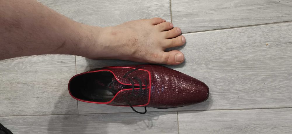 Pantofi nunta rosii piele crocodil Sortec Lux 41 made in Romania