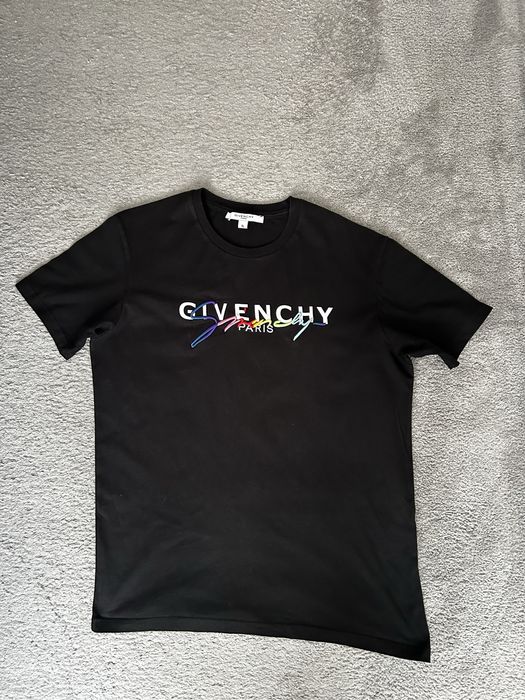 Givenchy Black Logo Embroidered Cotton T-Shirt XL