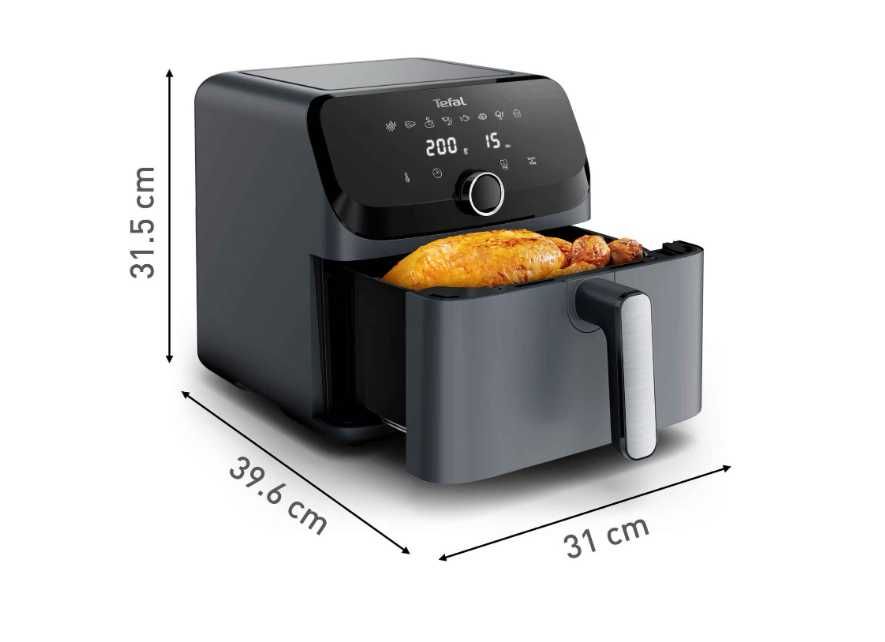 Friteuza cu aer cald Tefal Easy Fry Mega air fryer EY855BE0 2020W capacitate 7.5 L 8 programe automate vas detasabil antiaderent display LCD sigilata