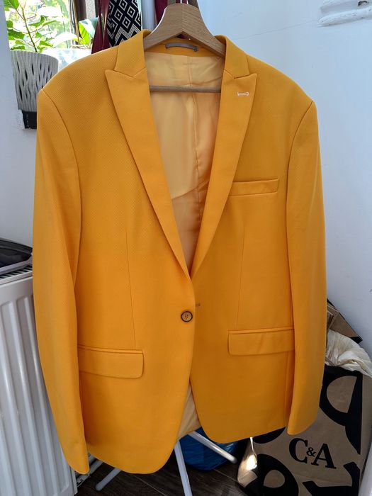 Sacou galben bărbați + cămașă mango mărime M