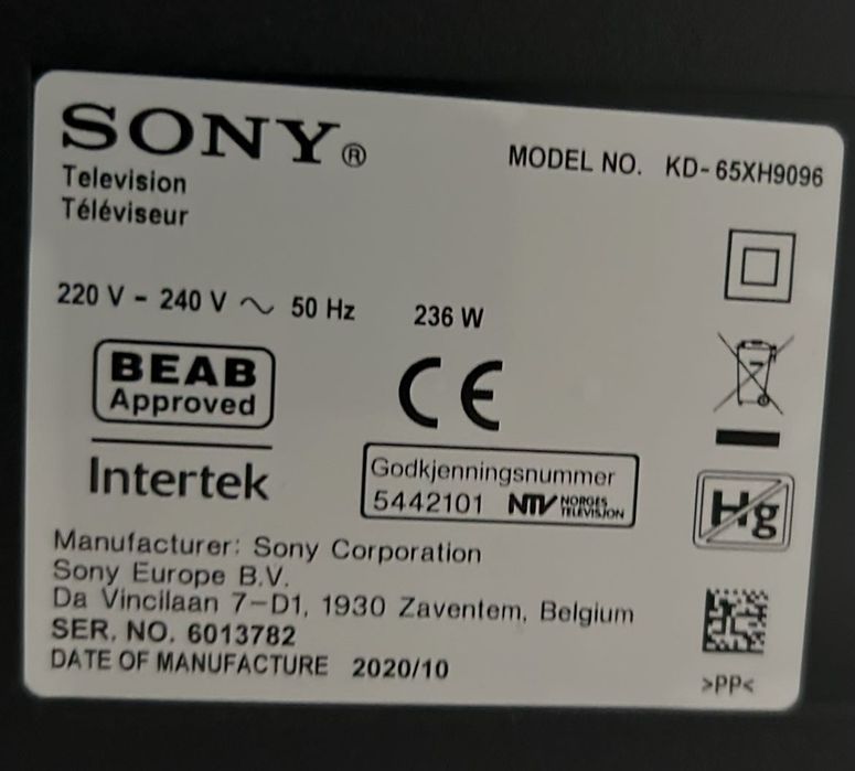 Televizor premium Sony Bravia KD-65XH9096, 163.9 cm, Smart Android TV, 4K Ultra HD, LED