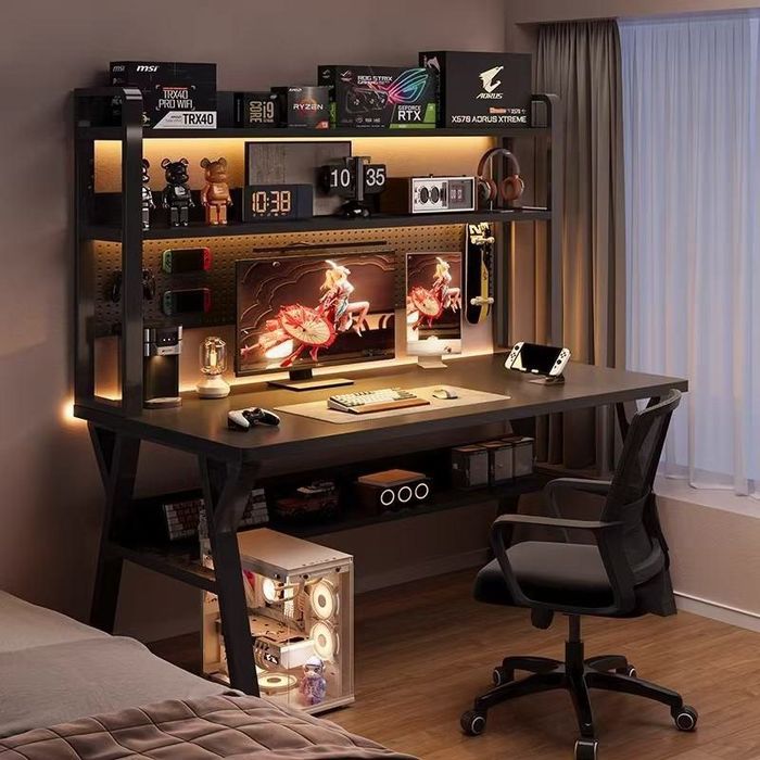 Kompyuter stoli javonli – Zamonaviy Loft uslub (100×50×147 sm)