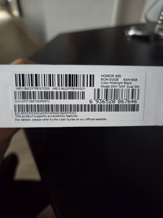 Telefon mobil HONOR 400 Dual SIM 8GB RAM 512GB ROM Midnight Black