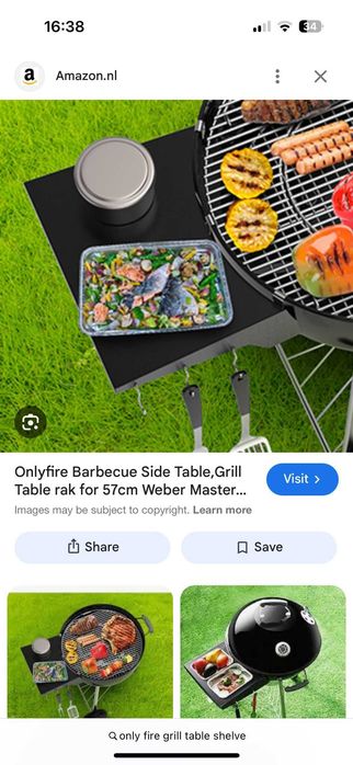 Grill Table Shelf for 57cm Weber Master-Touch & Kettle Charcoal Grill