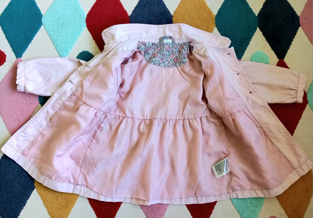 H&M Детско Памучно палтенце за Момиче, Светло розово, размер 104/3-4 г