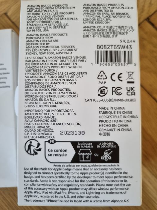 Cablu USB-A , iPhone, iPad,iPod Amazon Basics ,împletitură dublă din nailon