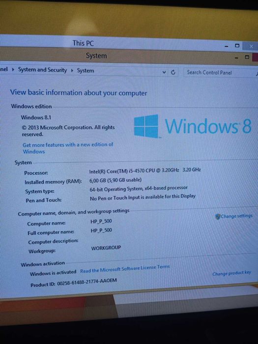 HP Pavilion 500/ Intel Core i5-4570,3.2 GHz/ 6GB RAM / 500 GB HDD