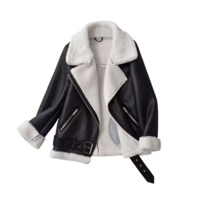 Черно кожено яке пух