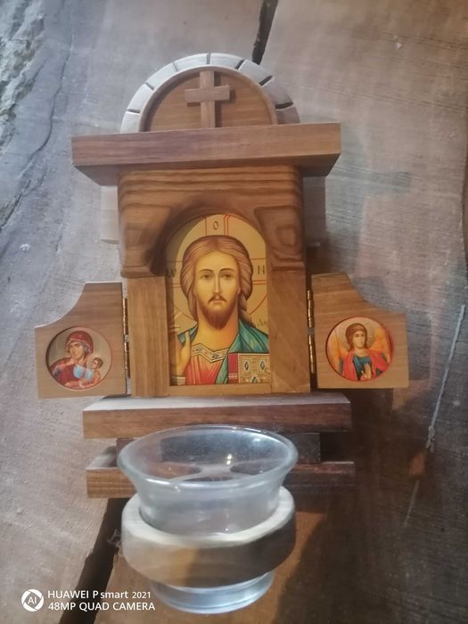 Домашно кандило от орех, Икона  сърма