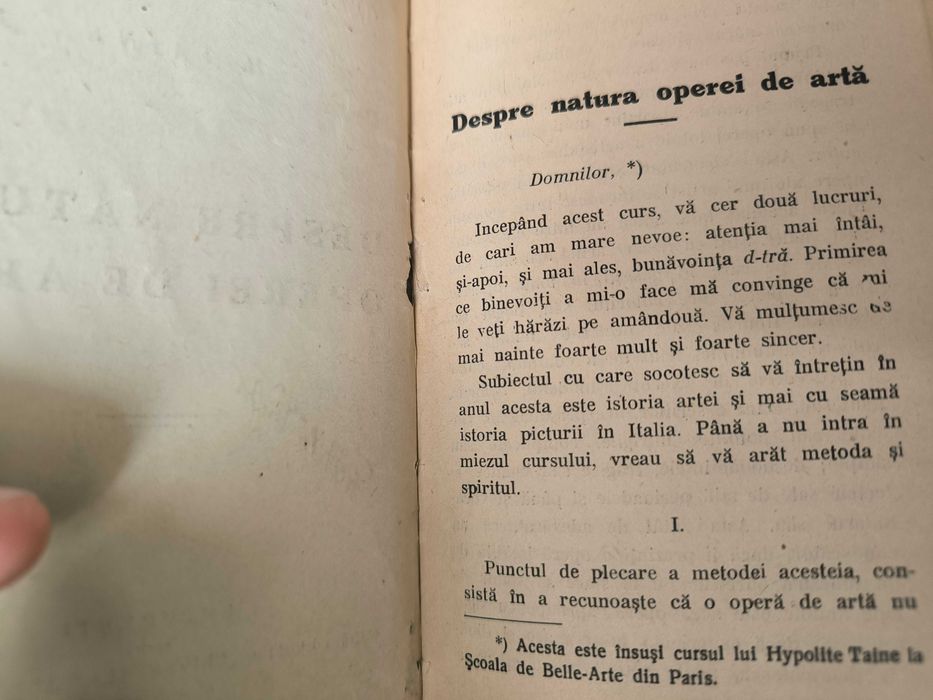 „Despre natura operei de artă”, Editura Librăriei Universala Alcalay & Co. București, 1910