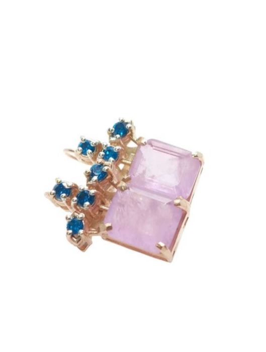 Cercei aur roz 9K Morganit si 8 Safire