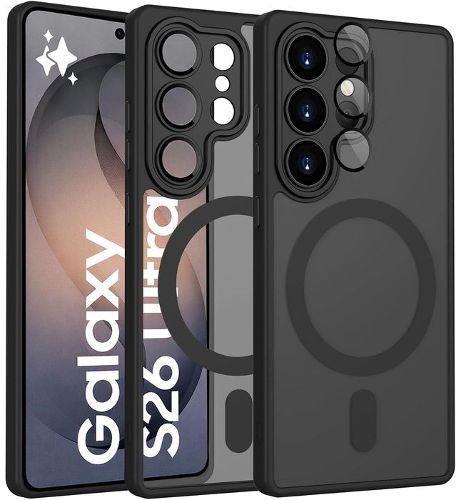 Матов magsafe кейс за samsung galaxy s26 ultra - черен - със защита на