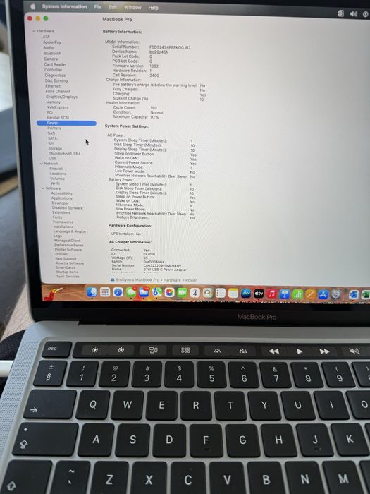 Macbook pro 13 m2 8 ram 256 ssd