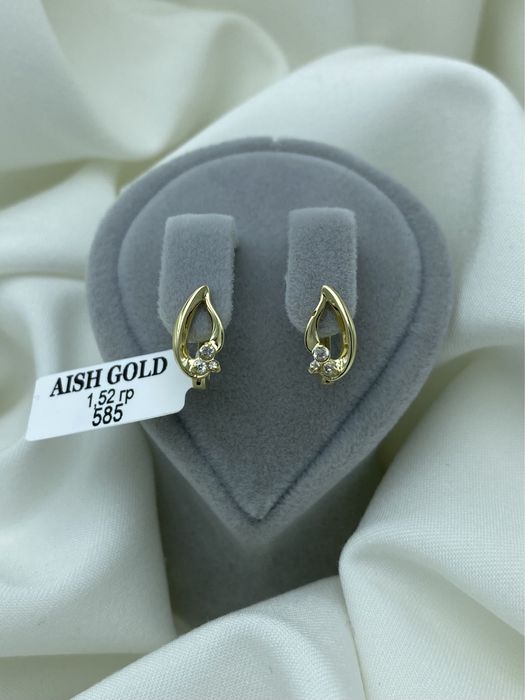 Детские серьги 585 золото, қизлар учун зираклар 585 тилла