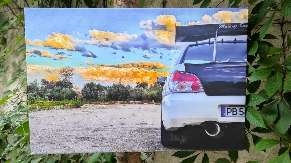 Печат на канава с рамка от естествено дърво