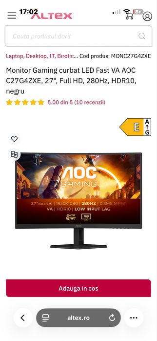 Vand monitor gaming 280Hz