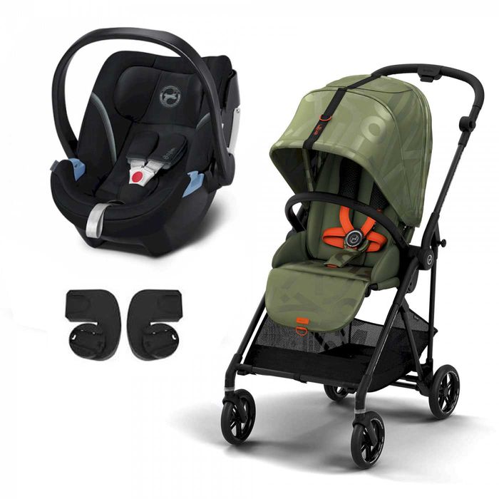 количка CYBEX Melio Street, OLIVE GREEN + Детско столче за кола Cybex Aton 5 + адаптори