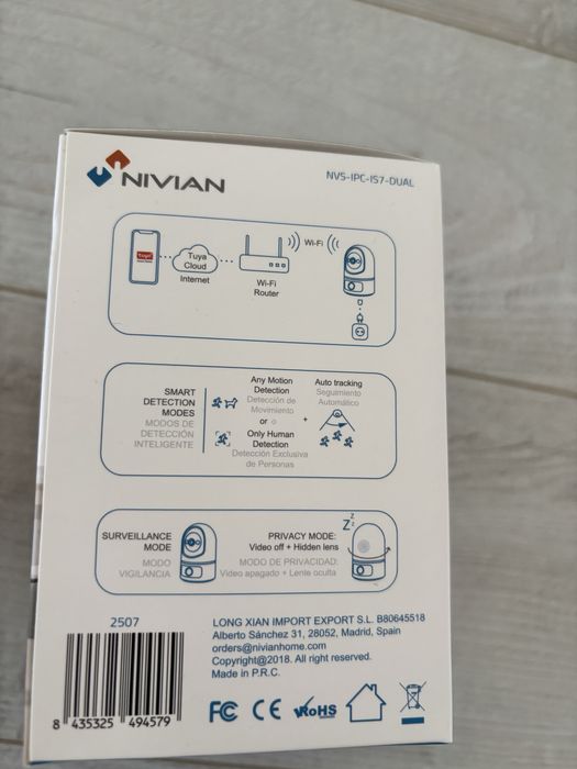 Camera supraveghere WiFi Nivian 2K Dual Lens, rotativa, Auto Tracking