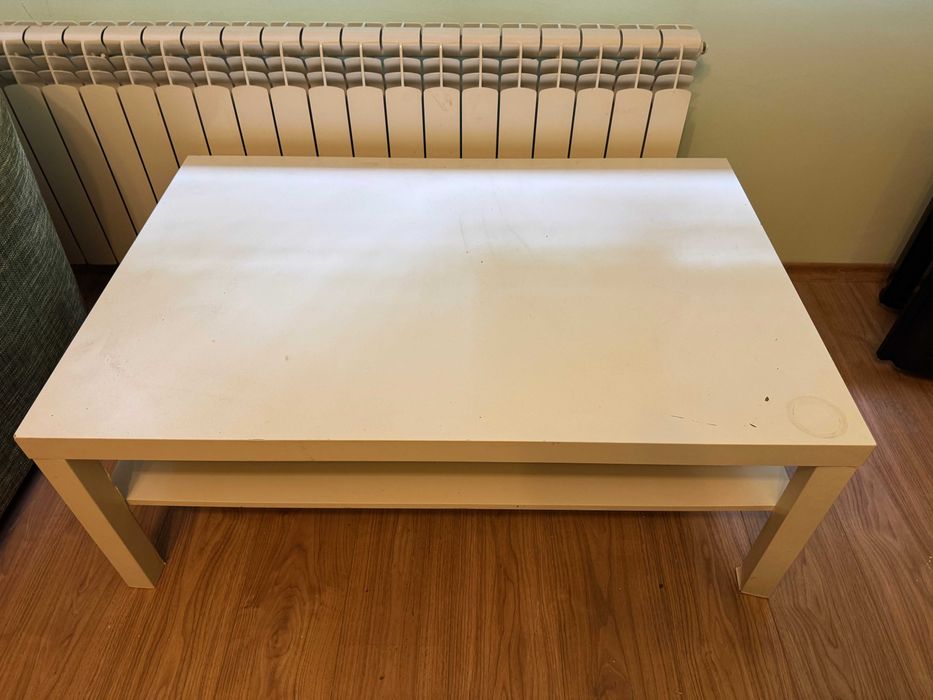 Бяла холна маса с рафт – 116 × 78 см