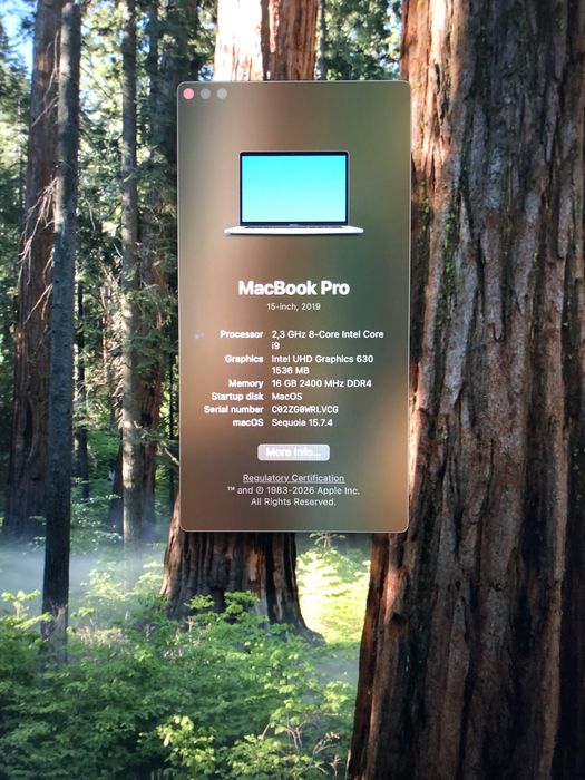 Macbook pro 15dyum 2019 | i9 8-core 16ram DDR4 512SSD