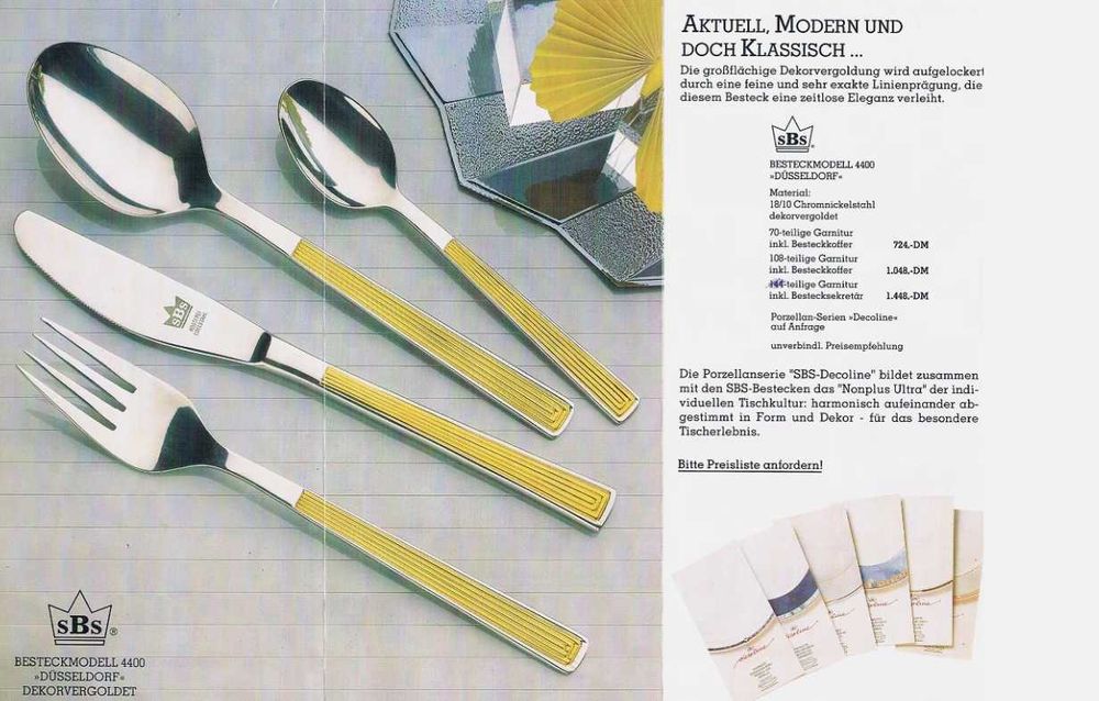 SBS Solingen комплект прибори за хранене 70 части позлатени Дюселдорф