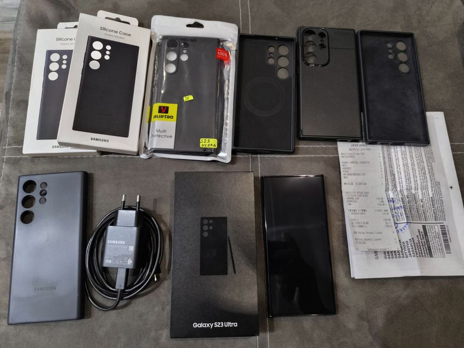 Samsung S23 Ultra 8/256 с оригинално 45w зарядно и 5 кейса