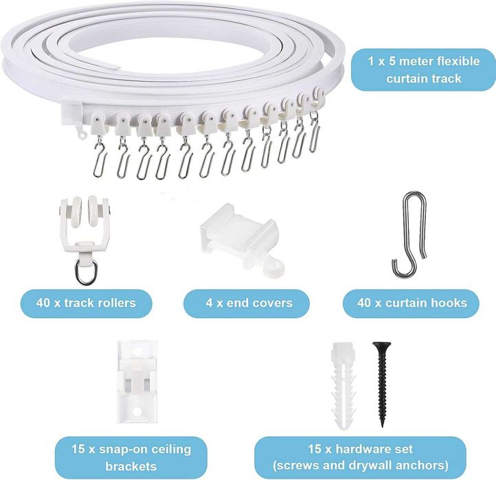 Гъвкав таванен корниз за пердета 5 м Jetec – огъващ се