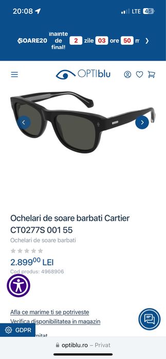 Ochelari de soare originali Cartier ct0277s