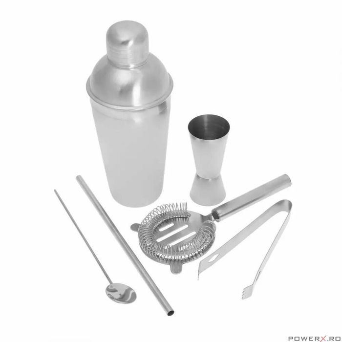 Set shaker pentru bar, 6 elemente, inox, argintiu, Kinghoff