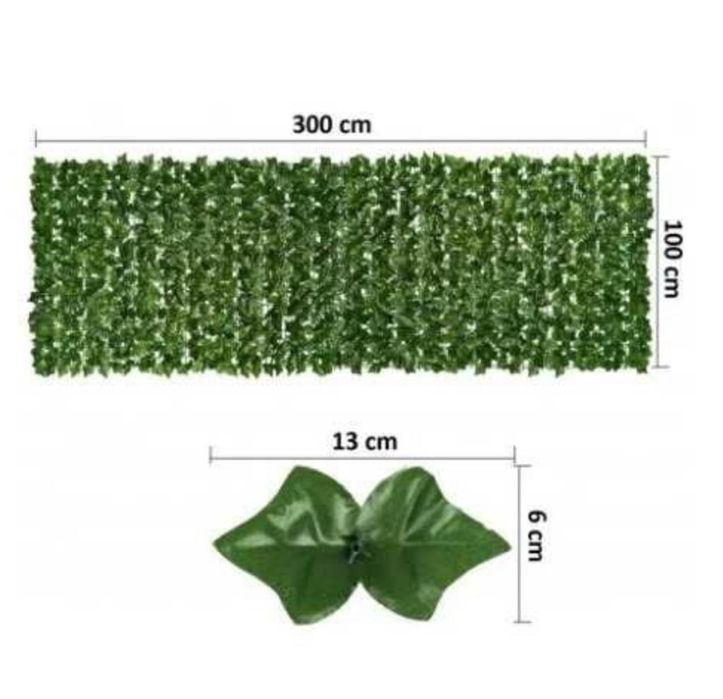 Gard artificial verde cu frunze iedera 300x100cm protectie vant/ soare