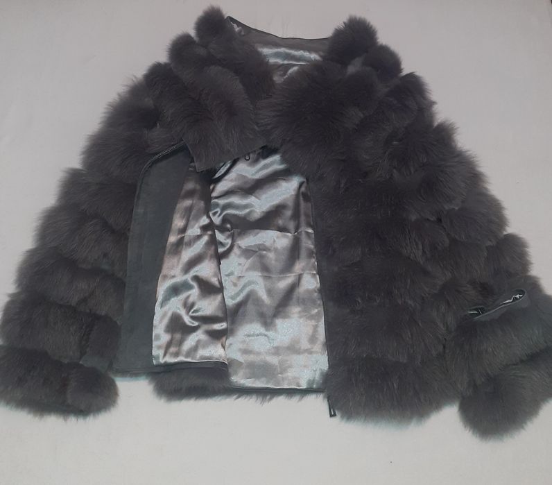 Haina/vesta blana naturala si piele intoarsa