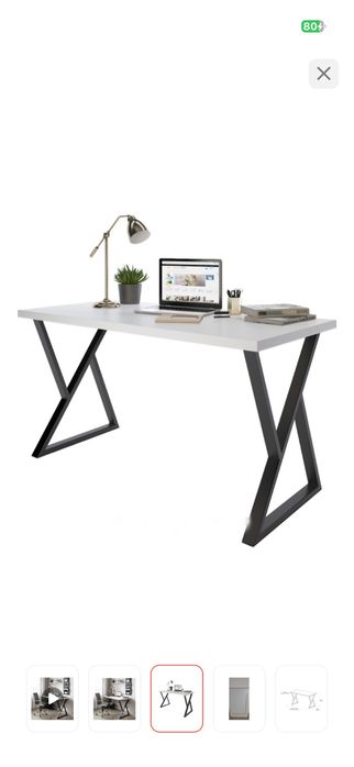 Компьютерный стол, белый/черный, разобран