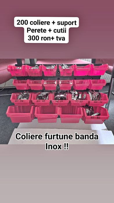 200 coliere furtun inox set cu panou de cutii pt perete.
