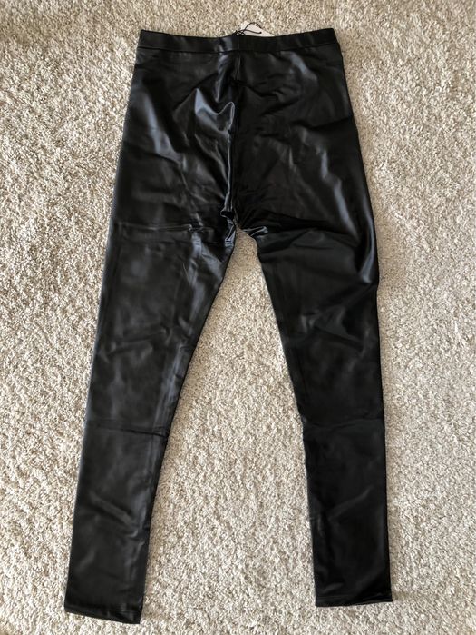 Colanti/ Pantaloni negri NOI cu efect de piele fete, ZARA
