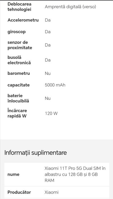 Ofertă Xiaomi 11T 5G: Smartphone cu 8 + 128 GB, ecran AMOLED
