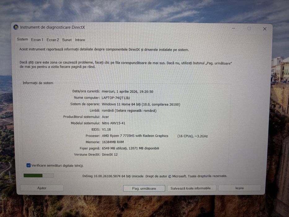 MDM vinde: Laptop Acer Nitro V15, AMD Ryzen 7 Gen 7.
