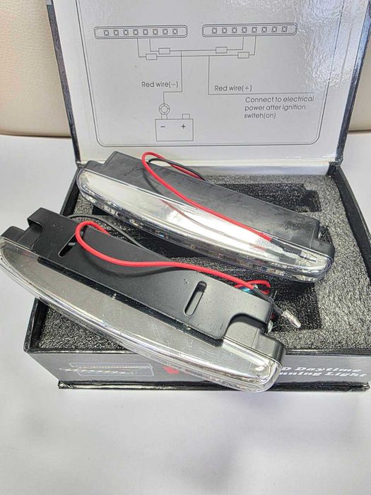 LED дневни светлини, халогени,  6000К, 8 диода, студено бяло