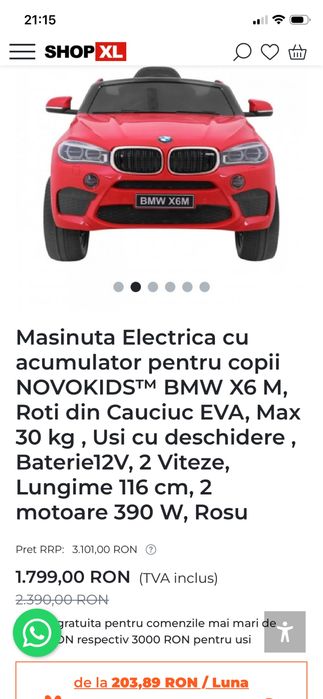 Vind masinuta electrica bmv x6